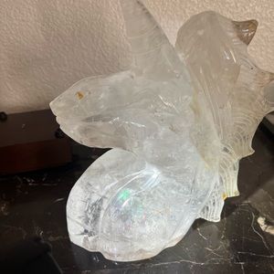 Only 1 in the world! Gorgeous genuine clear quartz unicorn horse. Hand sculpted.